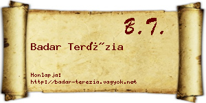 Badar Terézia névjegykártya